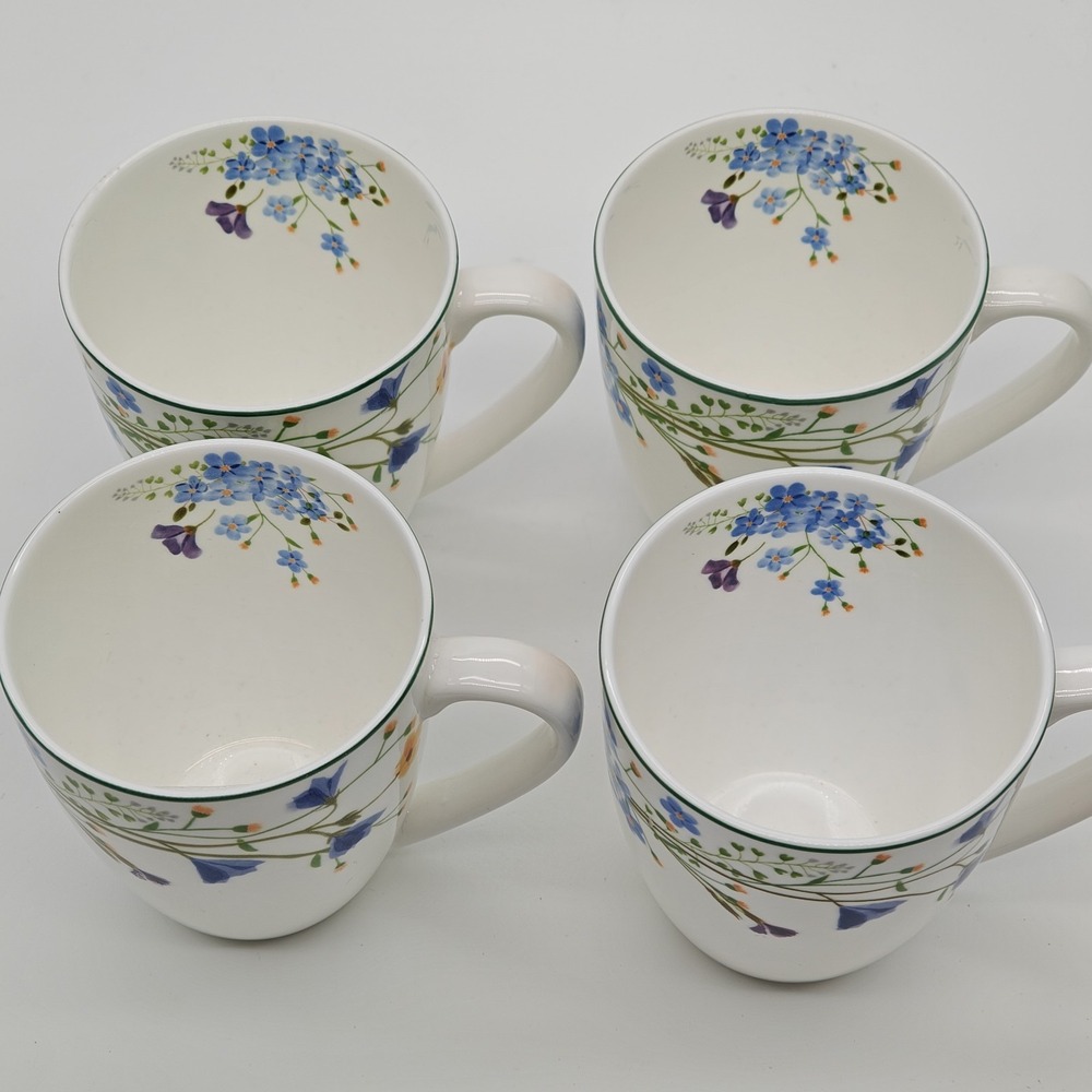 Mikasa Quinn Bone China 12 Oz. Coffee Mugs Floral Set of Four New - Picture 6 of 11